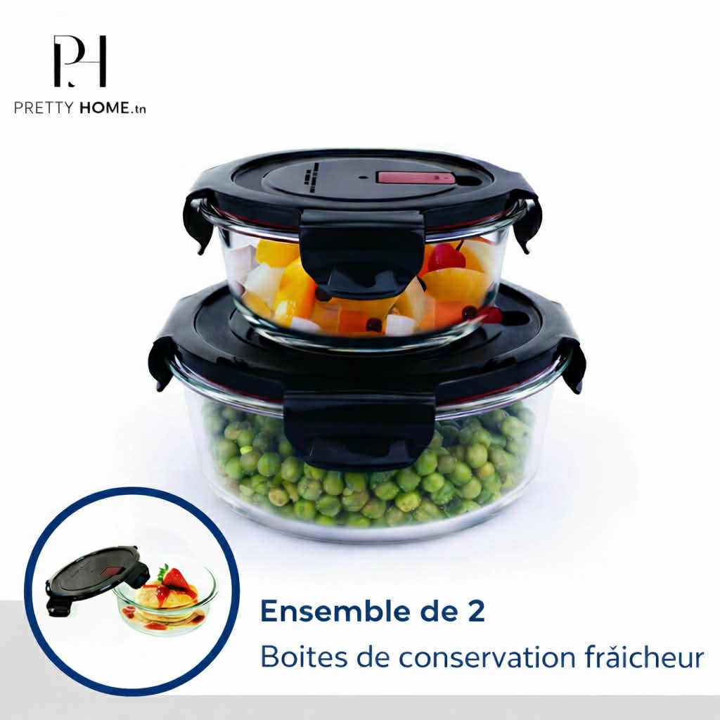 deux boîtes de conservation en verre borosilicate
