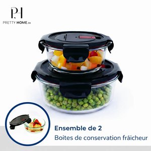 deux boîtes de conservation en verre borosilicate